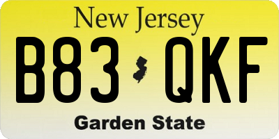 NJ license plate B83QKF
