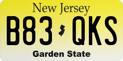 NJ license plate B83QKS