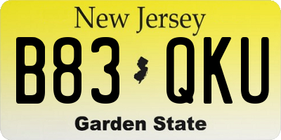 NJ license plate B83QKU