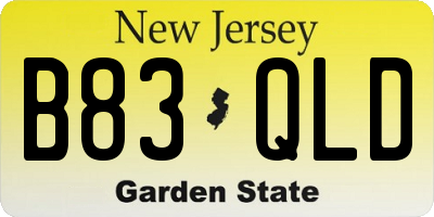 NJ license plate B83QLD