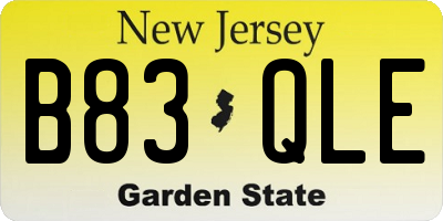 NJ license plate B83QLE
