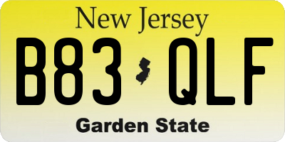 NJ license plate B83QLF