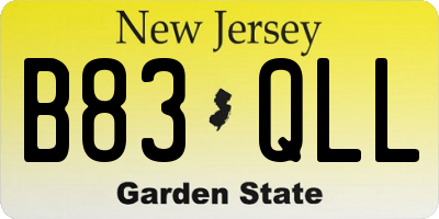 NJ license plate B83QLL