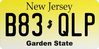NJ license plate B83QLP