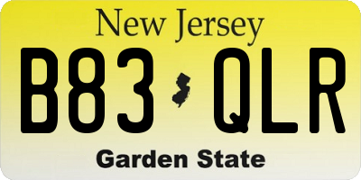 NJ license plate B83QLR