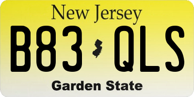 NJ license plate B83QLS
