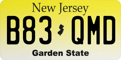 NJ license plate B83QMD