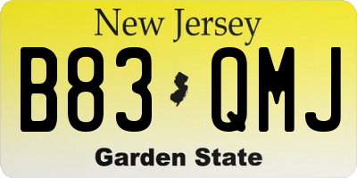 NJ license plate B83QMJ