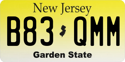 NJ license plate B83QMM