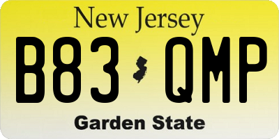 NJ license plate B83QMP