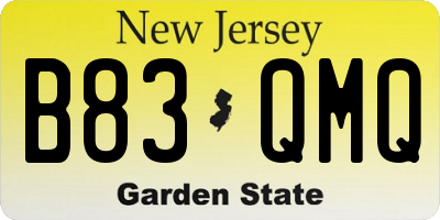 NJ license plate B83QMQ