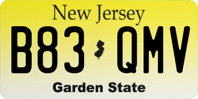 NJ license plate B83QMV