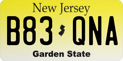 NJ license plate B83QNA