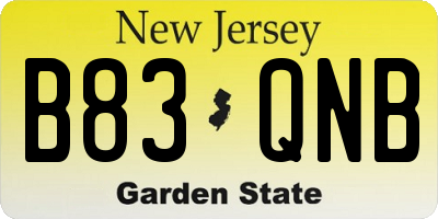 NJ license plate B83QNB