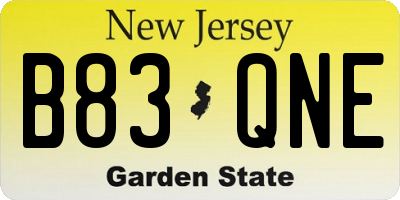 NJ license plate B83QNE