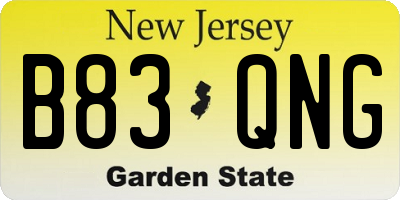 NJ license plate B83QNG