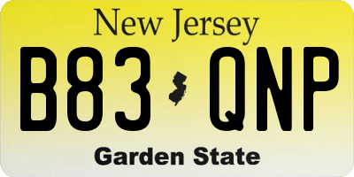 NJ license plate B83QNP