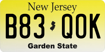 NJ license plate B83QOK
