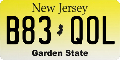 NJ license plate B83QOL