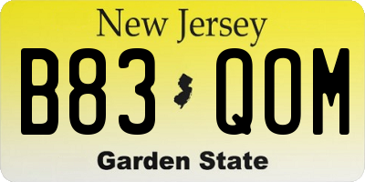 NJ license plate B83QOM