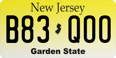 NJ license plate B83QOO