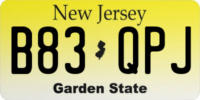 NJ license plate B83QPJ