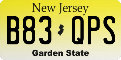 NJ license plate B83QPS