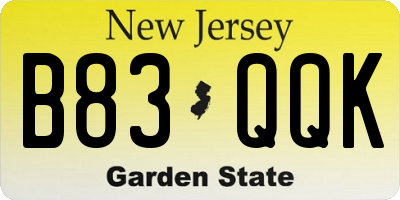 NJ license plate B83QQK