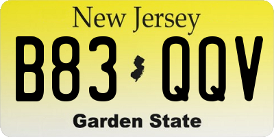 NJ license plate B83QQV