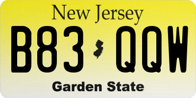 NJ license plate B83QQW