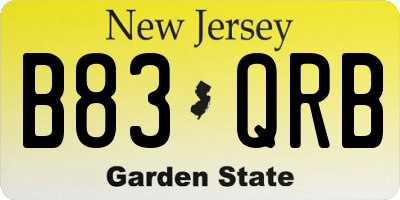 NJ license plate B83QRB