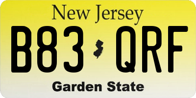 NJ license plate B83QRF
