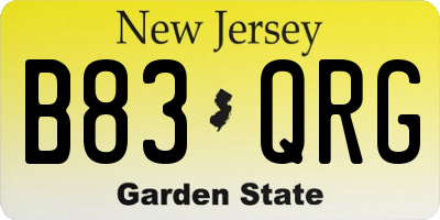 NJ license plate B83QRG