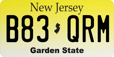 NJ license plate B83QRM