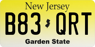 NJ license plate B83QRT