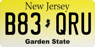 NJ license plate B83QRU