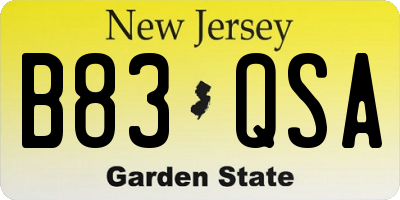 NJ license plate B83QSA