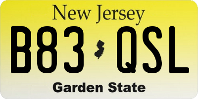 NJ license plate B83QSL