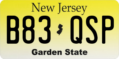 NJ license plate B83QSP