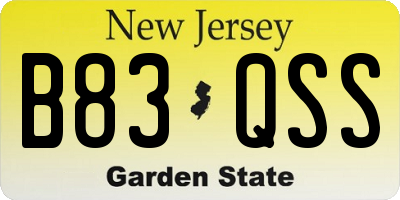 NJ license plate B83QSS