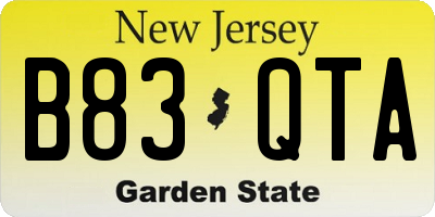 NJ license plate B83QTA