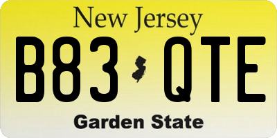 NJ license plate B83QTE