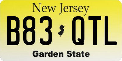 NJ license plate B83QTL