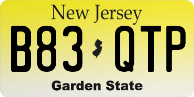 NJ license plate B83QTP
