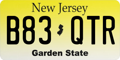 NJ license plate B83QTR