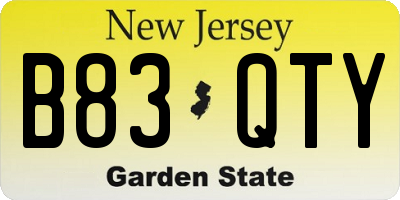 NJ license plate B83QTY