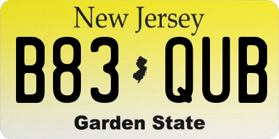 NJ license plate B83QUB
