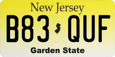 NJ license plate B83QUF