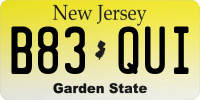 NJ license plate B83QUI