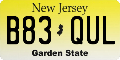 NJ license plate B83QUL